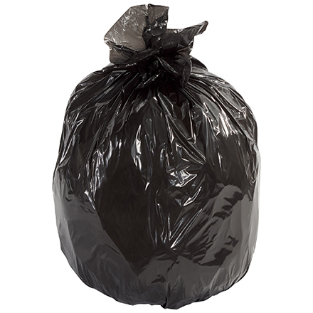 Second Chance Trash Liners - Black, 44 - 55 Gallon, 1.25 Mil., Flat Pack